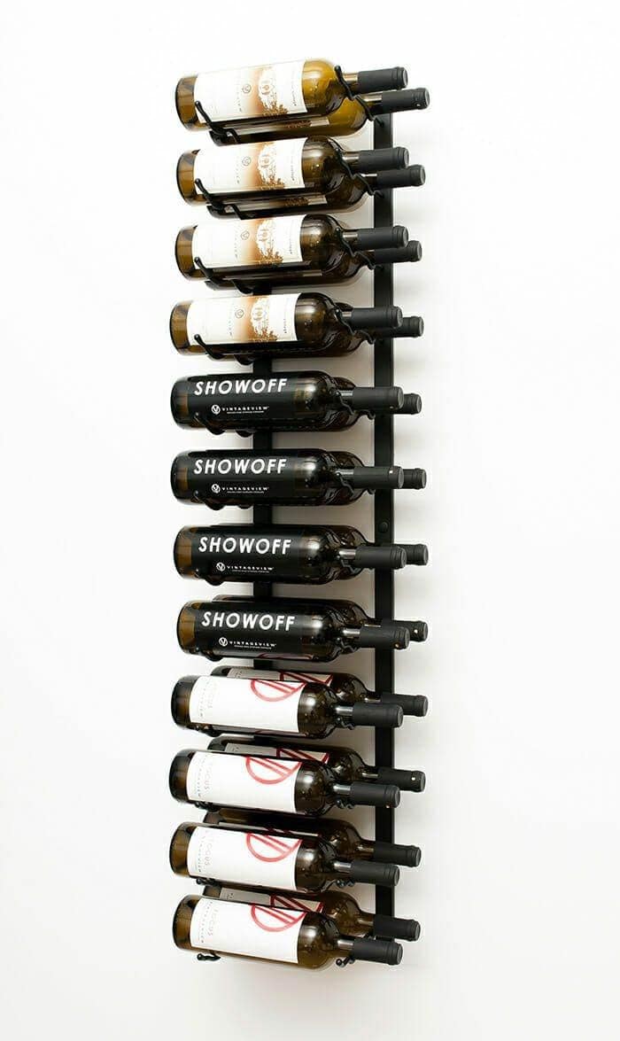VintageView W Series black metal rack holding 24 wine bottles