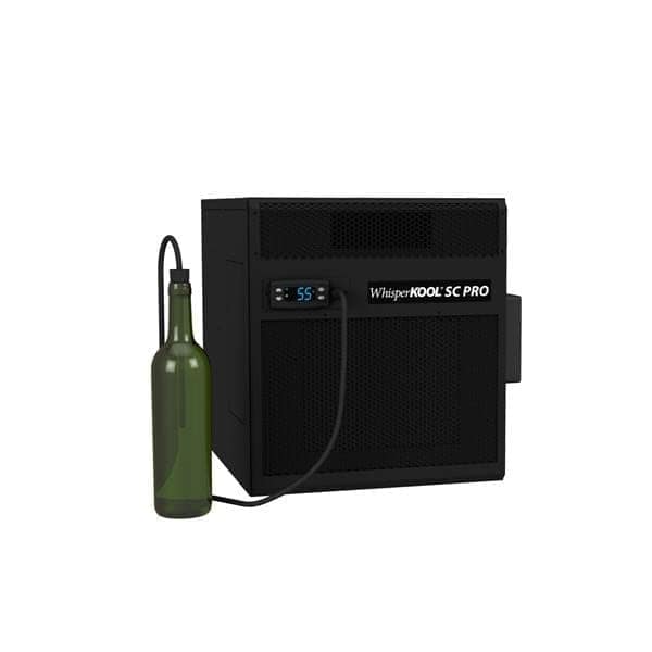 WhisperKOOL SC PRO Small cooling unit with UV light option, wine bottle sensor attached, on white
