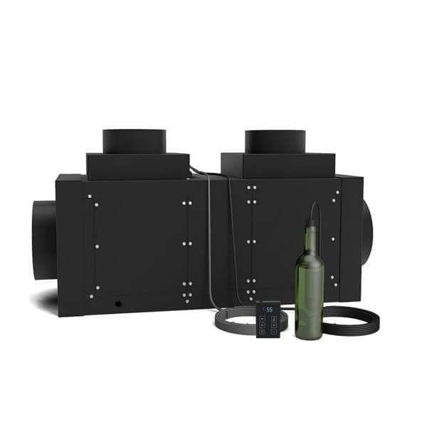 Two WhisperKOOL Phantom cooling units with control panel and wine bottle