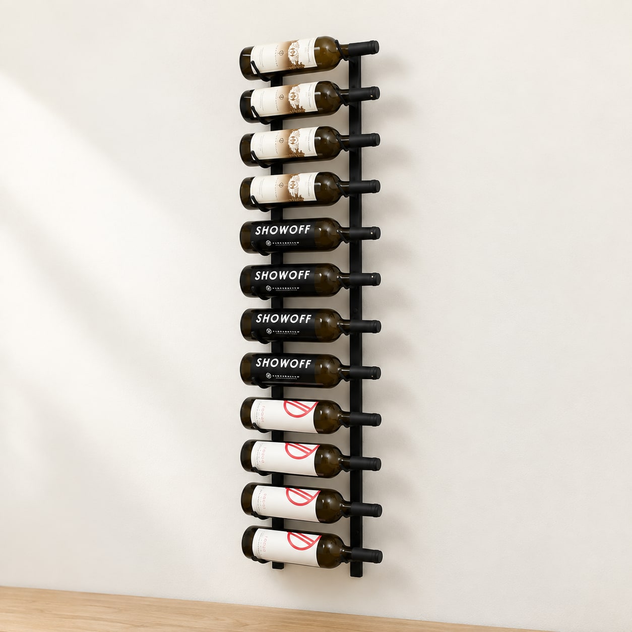 Vintage View W Series 4′ Wall Mounted Metal Wine Rack 12 Bottle