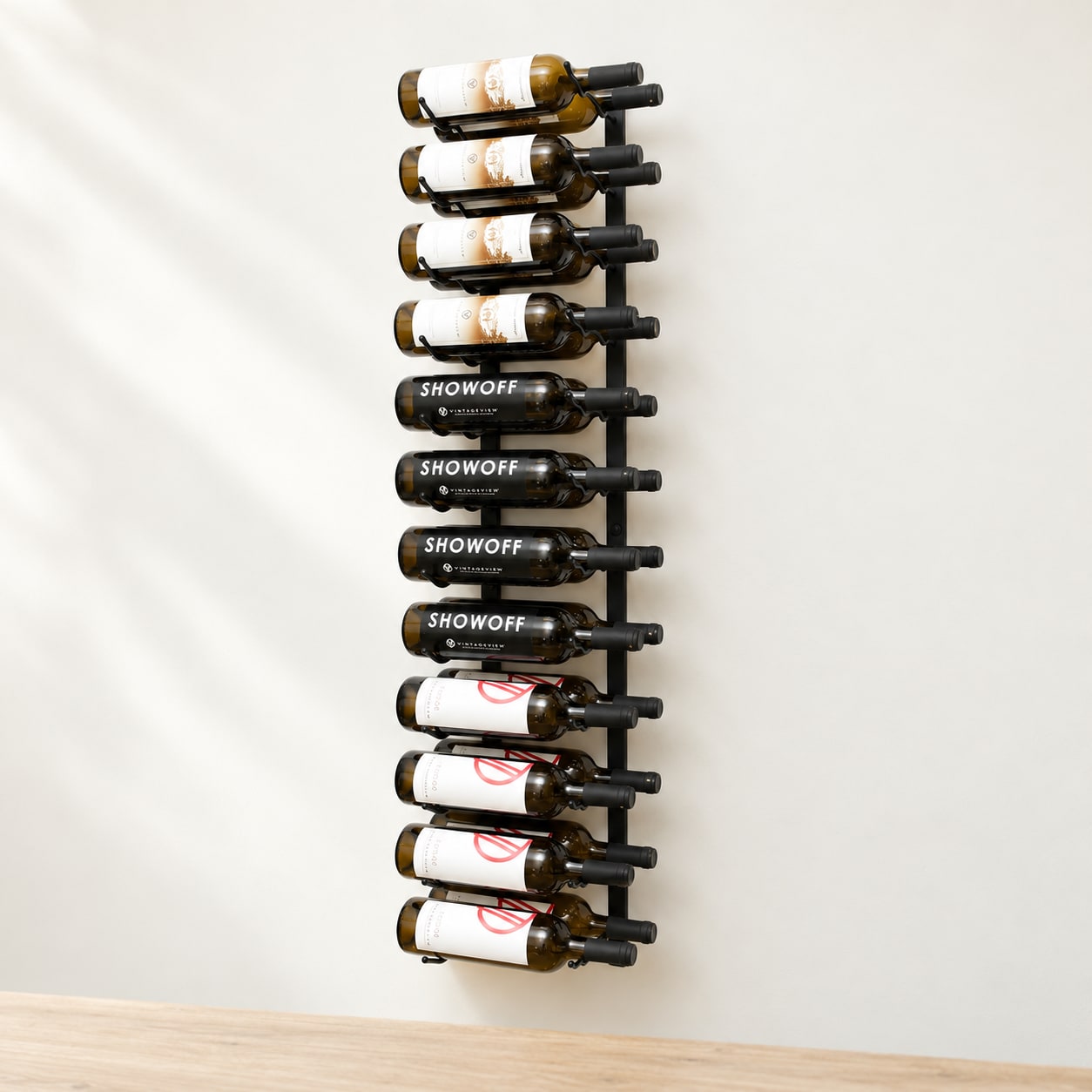 Vintage View W Series 4′ Wall Mounted Metal Wine Rack 24 Bottle