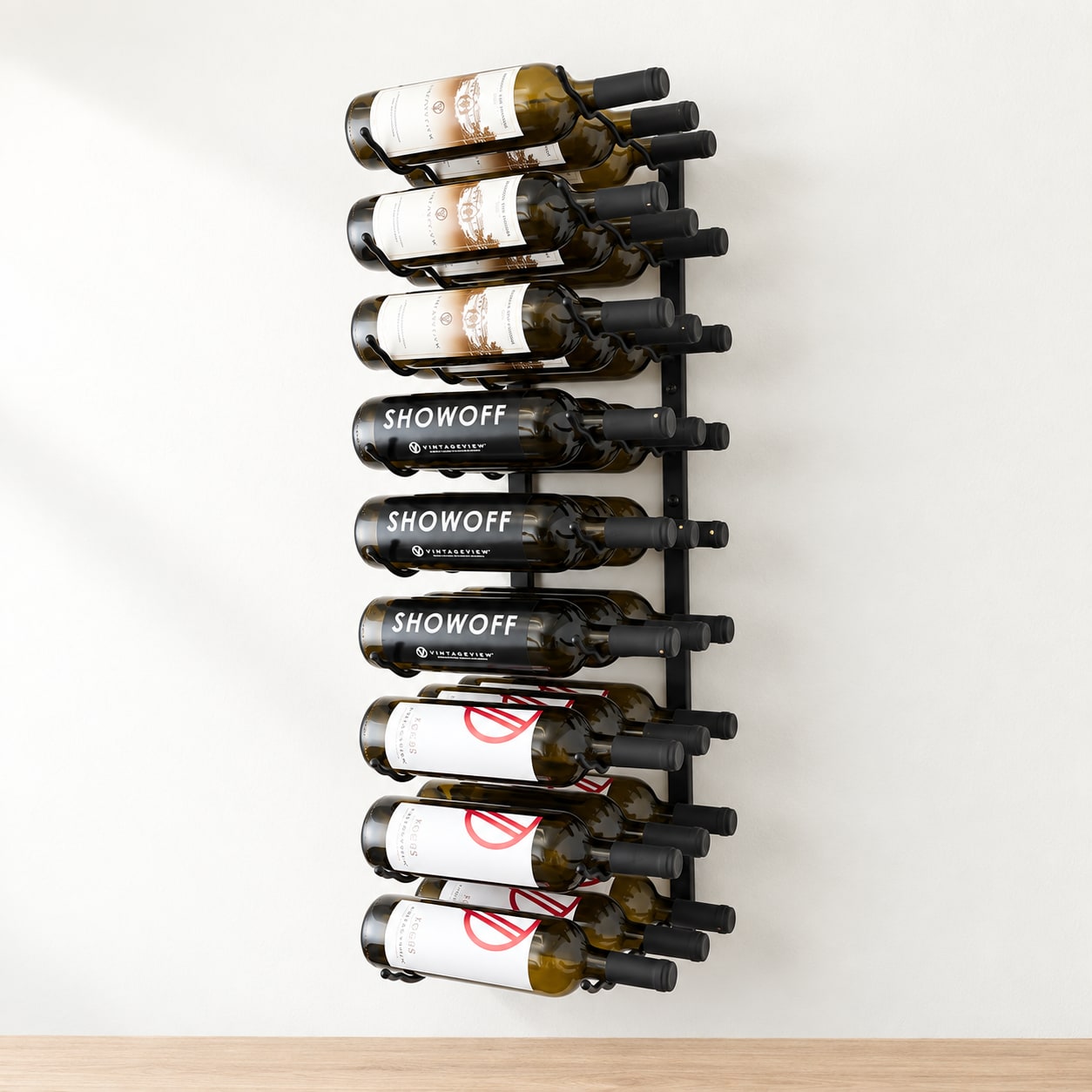 W Series 3′ Wall Mounted Metal Wine Rack 27 Bottle