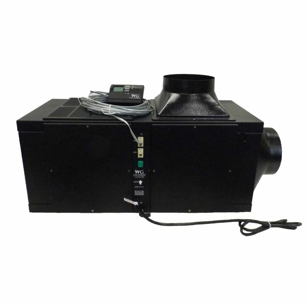 Wine cellar air conditioner unit in black finish with digital thermostat