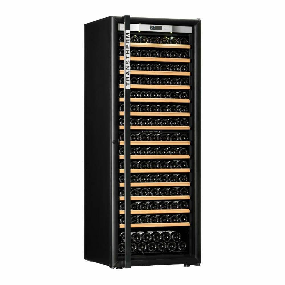Transtherm Ermitage Prestige wine cabinet in black glass on white background