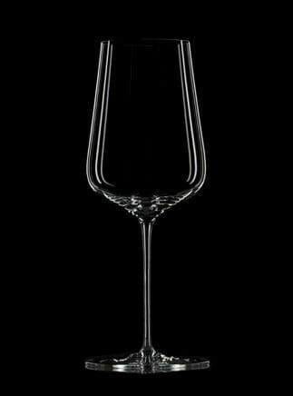 Universal wine glass on a black background, empty stemware