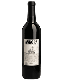 Ankora red blend wine bottle mockup with an anchor-ship emblem label