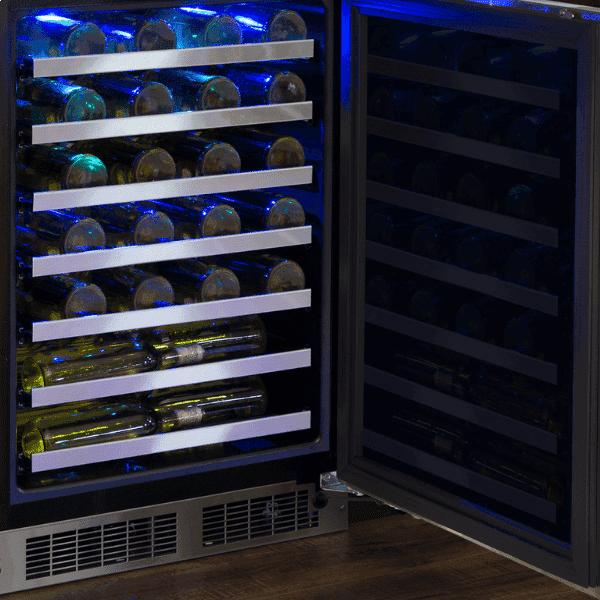 Marvel Professional 24-inch wine cellar interior, bottles on wood shelves