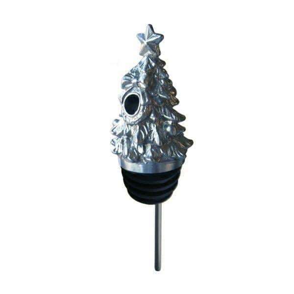 Menagerie Christmas tree wine pourer in pewter finish