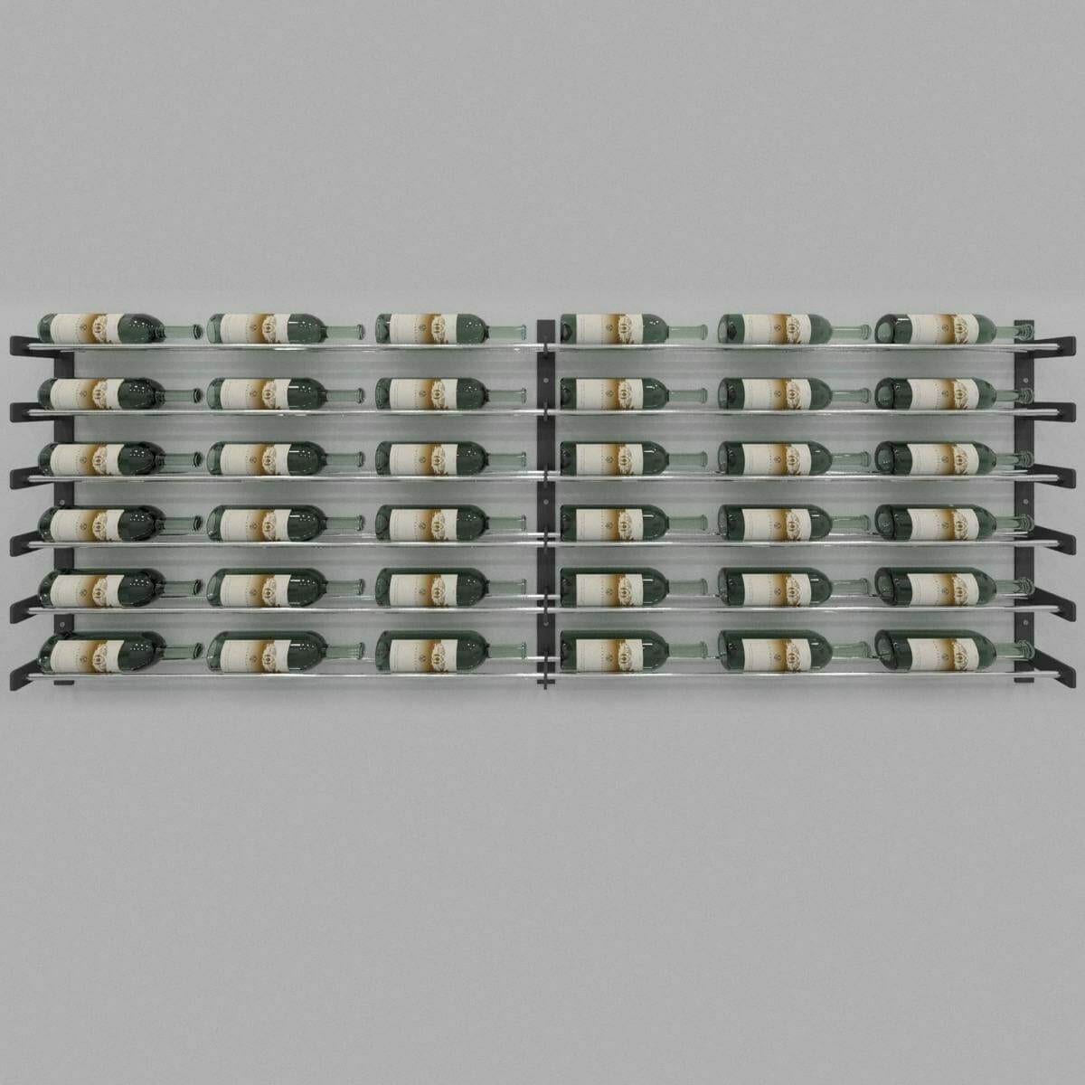 Evolution Wine Wall 30-inch rack with six rows of wine bottles