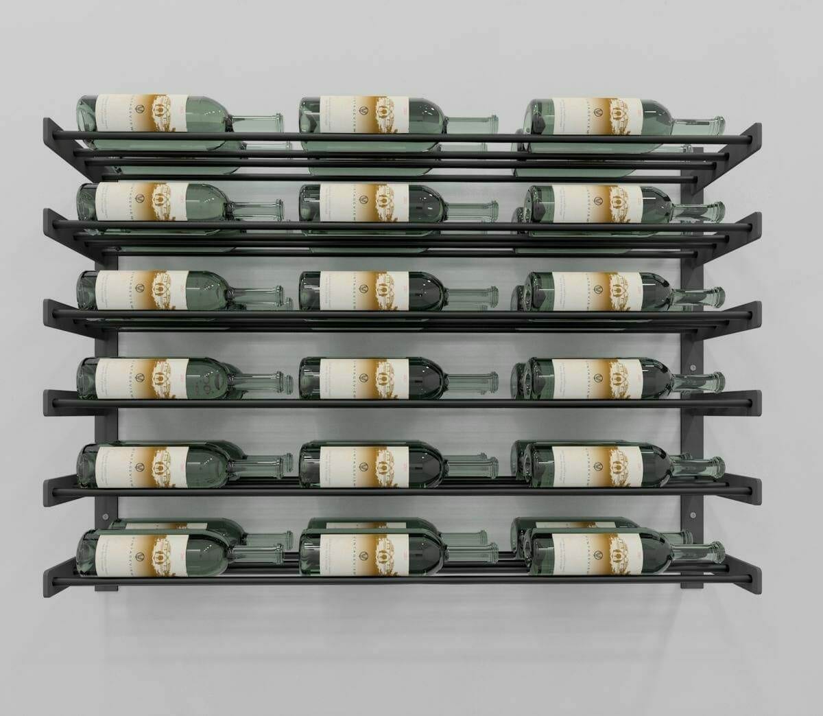 Evolution Wine Wall rack in black finish holding wine bottles