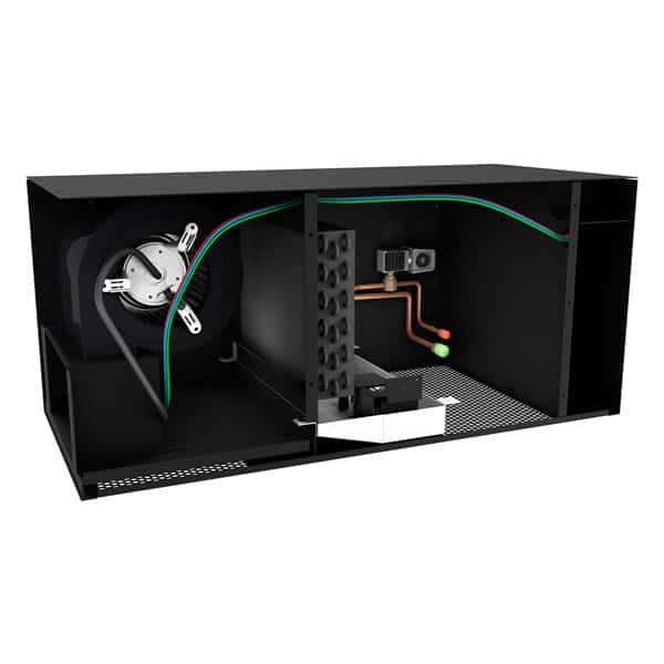 Cutaway rendering of WhisperKOOL Mini ceiling-mount unit interior
