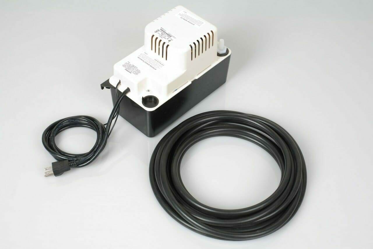 WhisperKOOL condensate pump kit with power cord and coiled hose