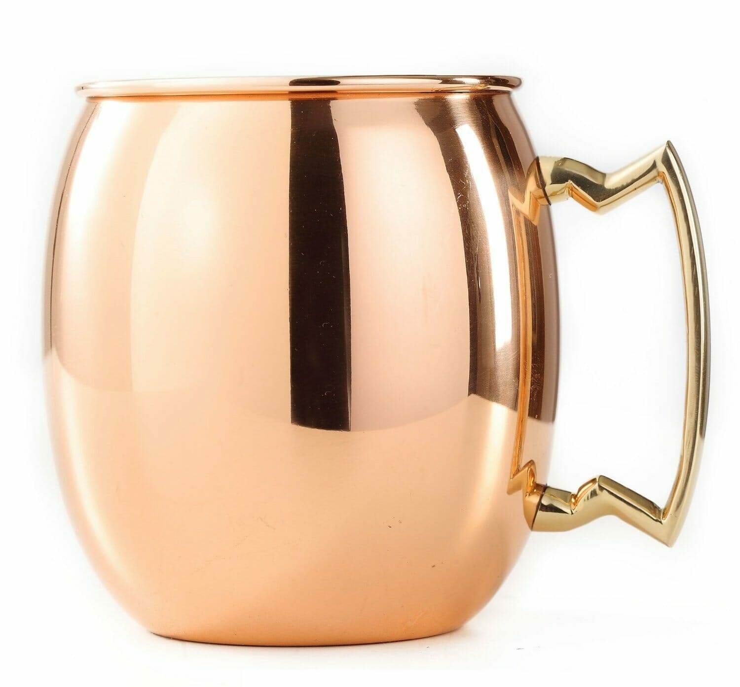 Old Dutch copper Moscow Mule mug, side view with brass handle