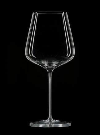 Zalto Bordeaux crystal wine glass on black background