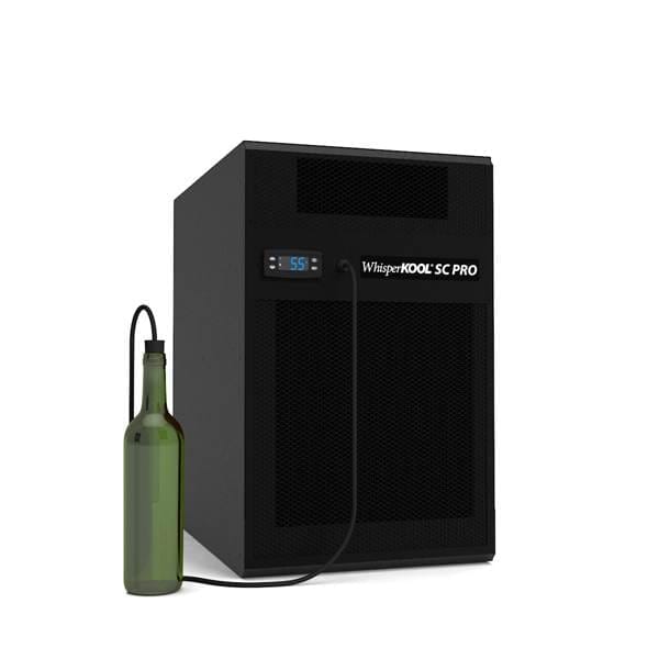 WhisperKOOL SC PRO Large cooling unit with wine bottle sensor, three-quarter view on white